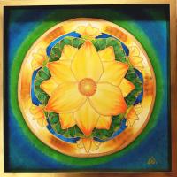 Lotus mandala  by Ildika Alda / painted on silk