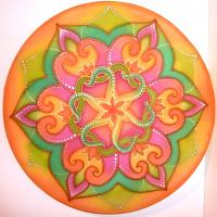Szeretetáramlás - Fazekas Ildika Alda selyemre festett mandala