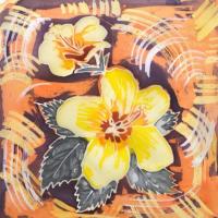 Virágok batik technikával - Nagy Éva selyemre festett alkotása