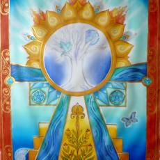 Towards the Garden of Eden... - by Ildika Alda / painted on silk